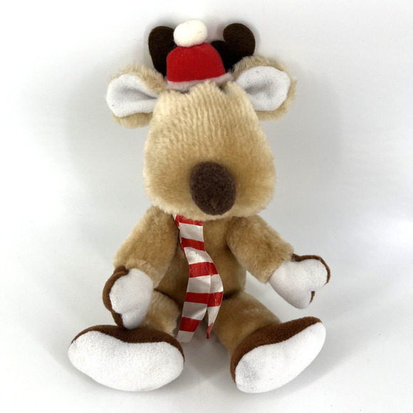 Vintage Applause Rocket Reindeer Plush 1987 Christmas Santa Hat Stuffed Animal - Picture 1 of 16